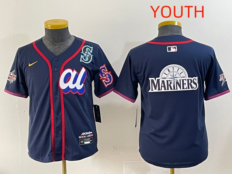 Youth 2025 Seattle Mariners Blank Drak Blue All star Blank Blue Nike MLB Jersey style 2->youth mlb jersey->Youth Jersey